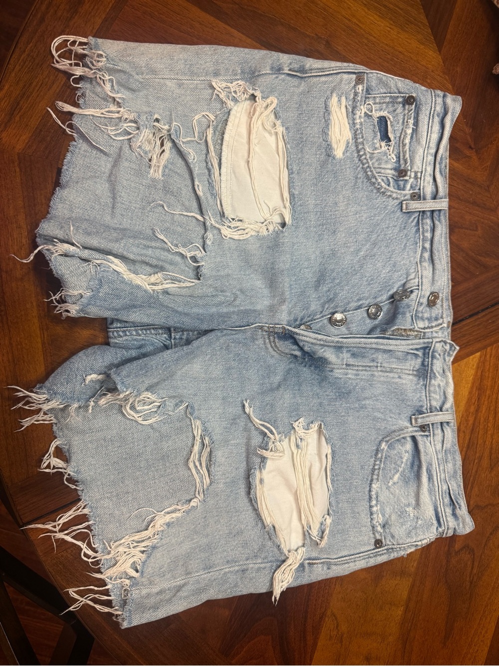 American Eagle Outfitters Light Blue Distressed Denim Cutoff Shorts